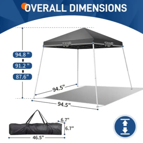 Karl Home | 8' Ft. W x 8' Ft. D Steel Pop-Up Slant Foot Canopy image {1}