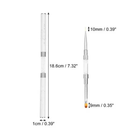 Unique Bargains Aluminum Nylon UV-Gel Double-Ended Nail Art Brushes Silver Tone White 3 Pcs image {2}