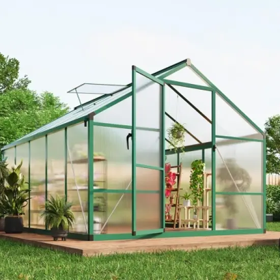 Large Walk in Greenhouses for Outdoors and Garden Planting, Polycarbonate Greenhouse w/Enhanced Aluminum Frame,w/Quick Setup Structure and Roof Vent image {9}
