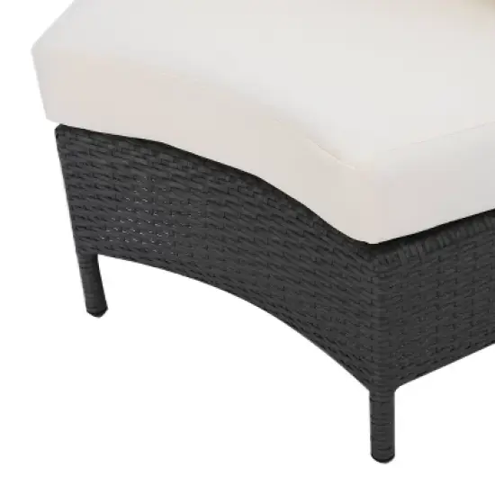 Christopher Knight Home 2pc Newton Wicker Outdoor Patio Curved Loveseat Sectional with Cushions Gray/White image {7}