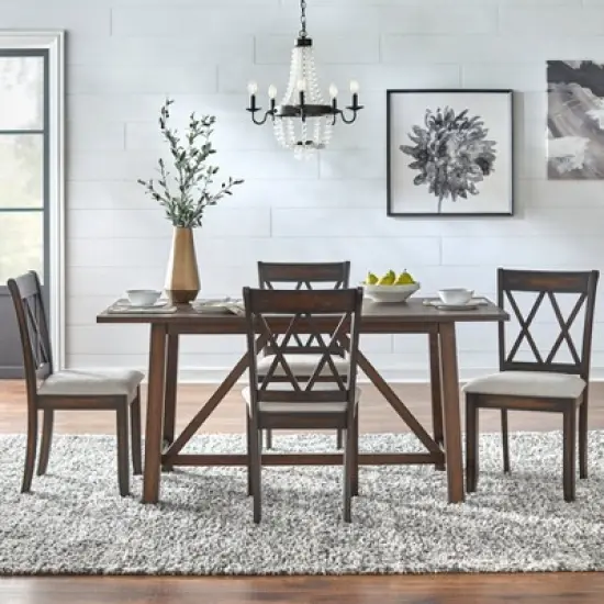 Davidson Modern Rectangular Farmhouse Dining Table Rustic Brown - Buylateral image {2}