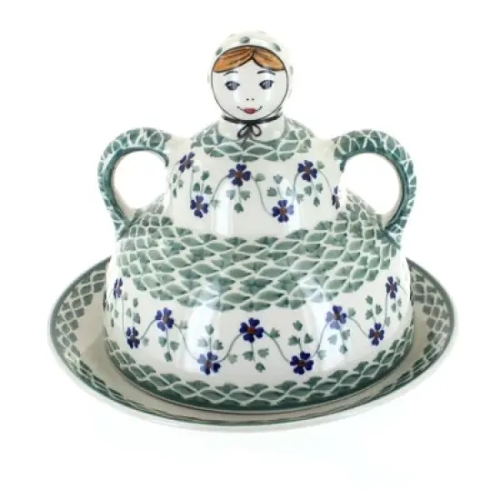 Blue Rose Polish Pottery B001 Manufaktura Cheese Lady image {8}
