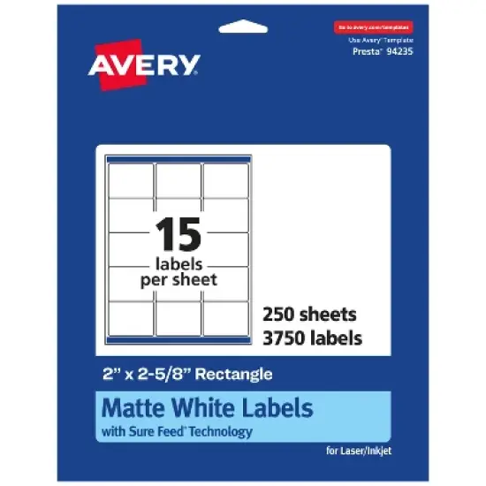 Avery Matte White Rectangle Labels, 2" x 2-5/8" image {9}