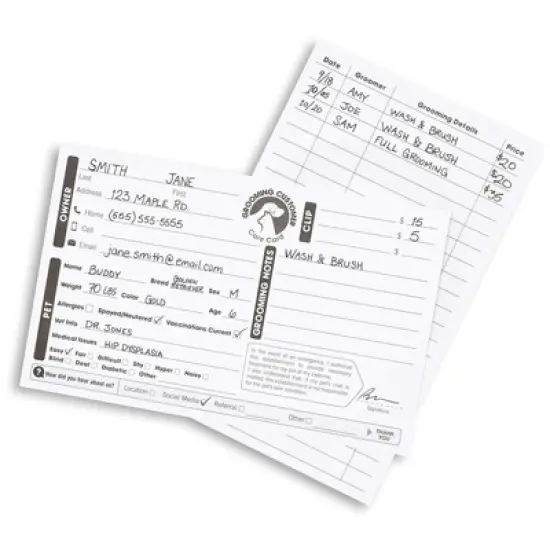 100 Pack Pet Grooming Card, Customer Information Cards Client Contact Profile Extender Pet Info Record Cards for Pet Dog Cat Groomers, 8 x 5 inches image {5}