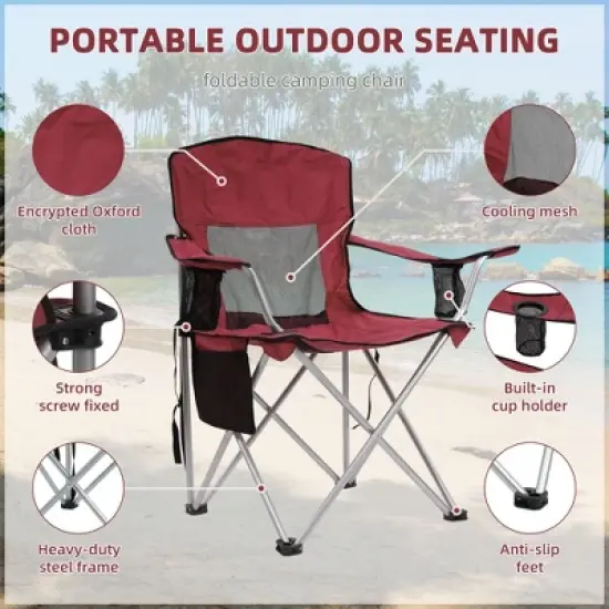 Gulches Portable Folding Camping Chair - Outdoor Chair with Armrests, Cup Holder & Carrying Bag, Ideal for Camping, Beach & More image {2}