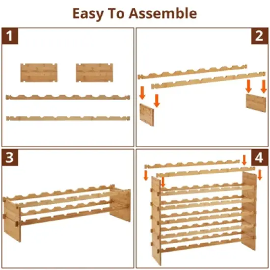 Bamboo Stackable Wine Rack &ndash; Free-Standing Bottle Holder Storage Display Shelf for Kitchen, Cellar & Dining Room image {3}