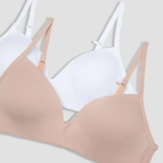 Hanes 2pk Wire Free Bra - Beige/White  image {2}