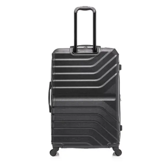 InUSA Aurum Lightweight Hardside Large Checked Spinner Suitcase - Black image {5}