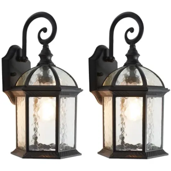Falyn 8" Outdoor Wall Sconce (Set of 2) - PLT7004 - Black - Safavieh image {1}