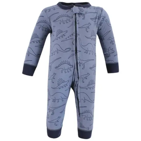 Hudson Baby Cotton Sleep and Play, Blue Green Dino image {3}