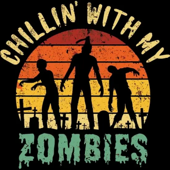 Junior's Design By Humans Halloween Chillin With My Zombies Funny By Ering T-Shirt image {1}
