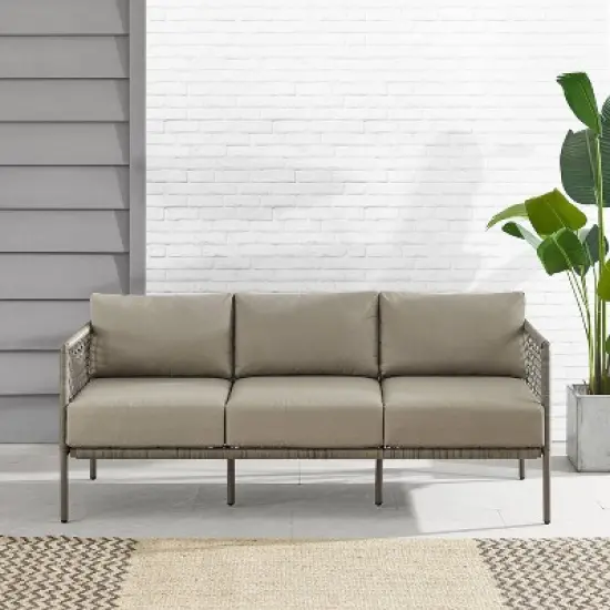Cali Bay Outdoor Wicker Sofa - Taupe/Light Brown - Crosley image {2}