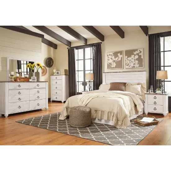 Full/Queen Willowton Panel Headboard Whitewash - Signature Design by Ashley image {6}