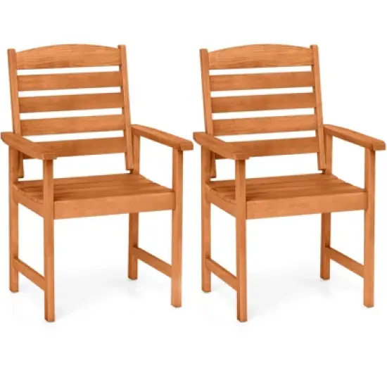 Costway Patio Chairs Set of 2/4 with Inclined Backrests and Slatted Seats for Deck image {10}