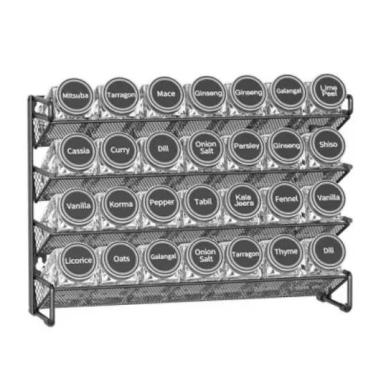 Spice Rack Organizer with 28 Jars, 386 Labels, for Cabinet, Countertop, Pantry or Wall Mount image {1}