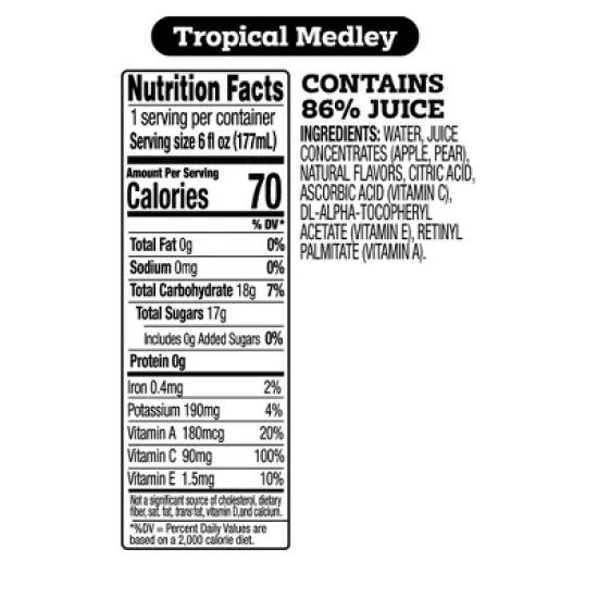 good2grow Tropical Medley Antioxidant Blend Juice- 6 fl oz Bottle image {4}