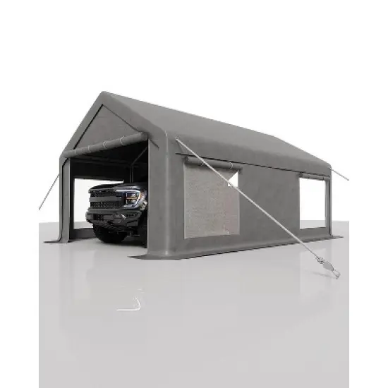 Durable Portable Carport Garage with Canopy Cover,Dual Front & Back Doors,Roll-Up Mesh Windows,Reinforced Frame for Vehicles,Boats and Outdoor Events image {7}