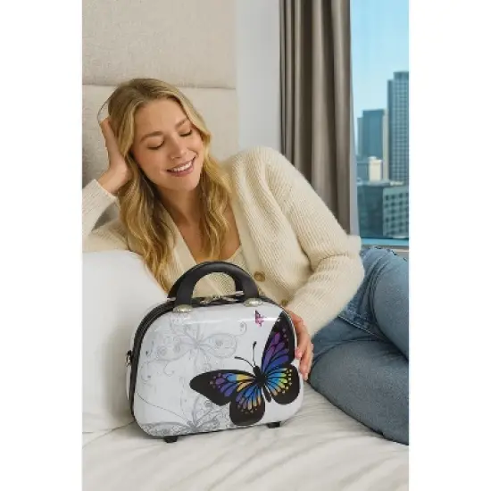 World Traveler Butterfly 13-Inch Hardside Cosmetic Case Shoulder Tote image {8}