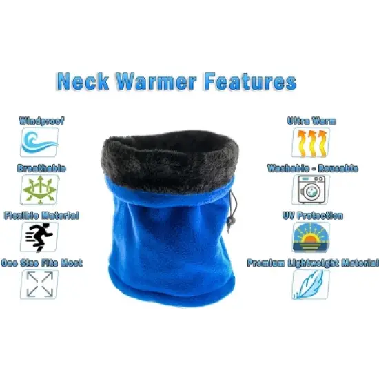 5 Star Super Deals Neck Warmer Winter Double Layer Neck Gaiter - Soft Fleece Circle Loop Scarf Multi 20 in 1 Tube Headwear Face Covering image {1}