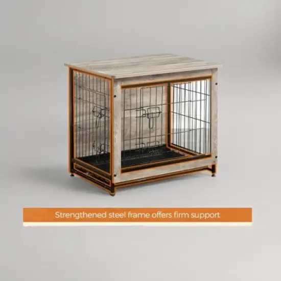 Feandrea Dog Crate Furniture, Modern Kennel for Dogs , Heavy-Duty Dog Cage with Multi-Purpose Removable Tray, Double-Door Dog House image {9}