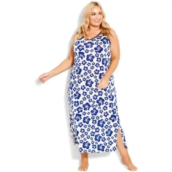 Women's Plus Size Summer Love Sleep Maxi Dress - hibiscus | AVENUE image {3}