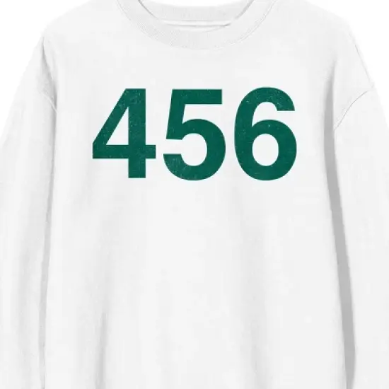 Squid Game - Number 456 on White Adult Crew Neck Sweatshirt image {1}