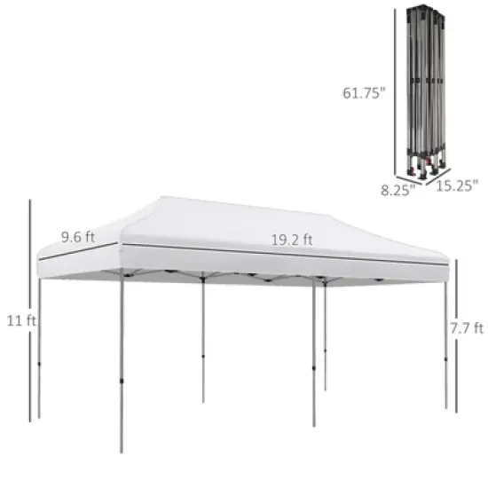 DSVIMOY 10'*20' Pop Up Canopy Tent, Outdoor Instant Gazebo Sun Shade Shelter for Catering, Wedding, White, 230.4"*115.2"*132" image {2}