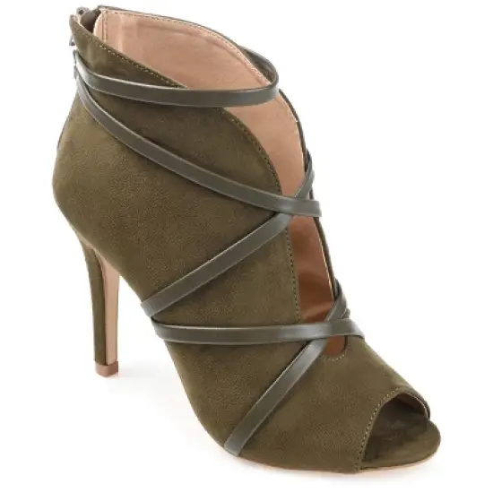 Journee Collection Womens Samara Back Heel Zip Peep Toe Stiletto Booties image {14}