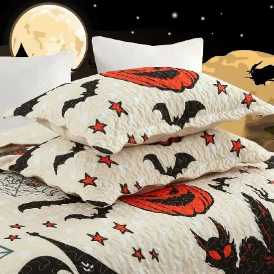 Marcielo Halloween Themed Quilt Bedspread Set image {5}