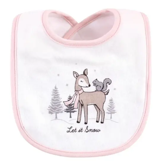 Hudson Baby Infant Girl Cotton Bib and Headband Set 5pk, Winter Forest, One Size image {4}