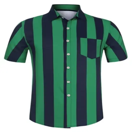 Lars Amadeus Men's Summer Irregular Printed Camp Collar Short Sleeves Button Down Hawaiian Shirt image {13}