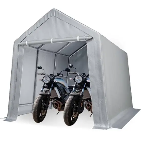 GustoWave 10x15 FT Outdoor Storage Shed Carport Canopy, Portable Garage for Motorcycle, Garden Tools image {5}