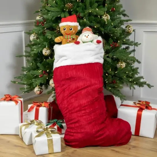 Northlight 50" Red and White Jumbo Velveteen Christmas Stocking image {2}