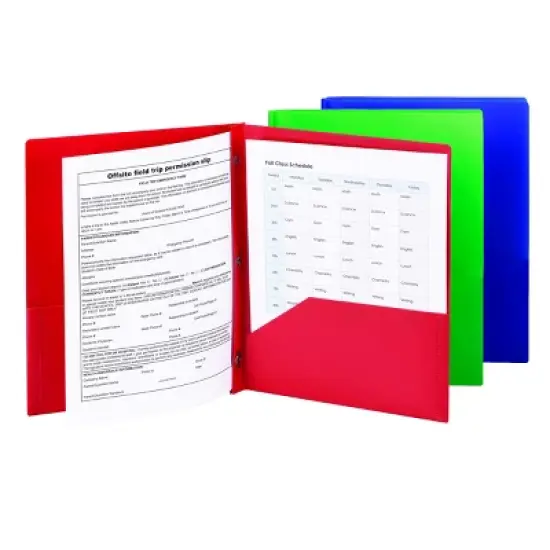 Smead Poly Two-Pocket Folder with Tang Style Fasteners, Letter Size, 3 per Pack image {2}