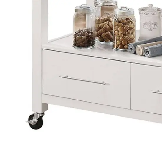 Ottawa Kitchen Island Stainless Steel and White - Acme Furniture image {3}