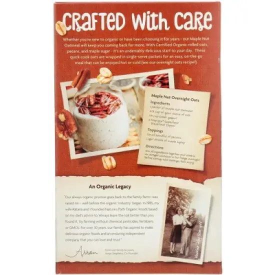 Nature's Path Maple Nut Instant Oatmeal - Case of 6/14 oz image {2}