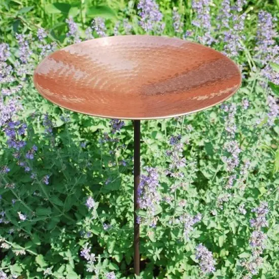 36" Iron and Stainless Steel Birdbath Bowl with Stake Brown - ACHLA Designs: Weather-Resistant, Freestanding Outdoor Garden Decor image {3}
