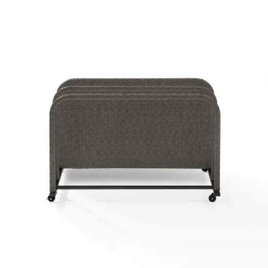 Palm Harbor Outdoor Wicker Pool Storage Caddy - Weathered Gray - Crosley image {4}