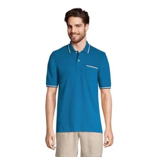 Lands' End Men's Short Sleeve Comfort First Solid Mesh Polo With Pocket image {6}
