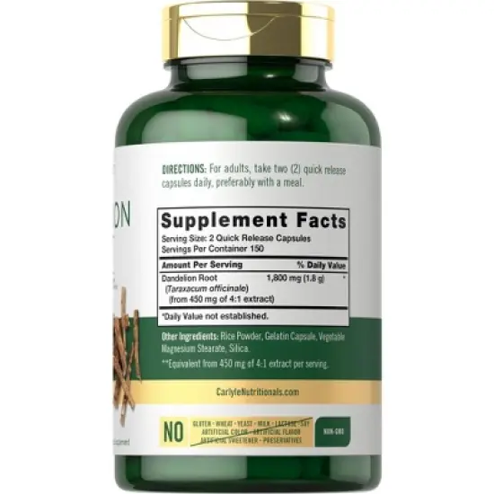 Carlyle Dandelion Root 1800mg | 300 Capsules image {1}