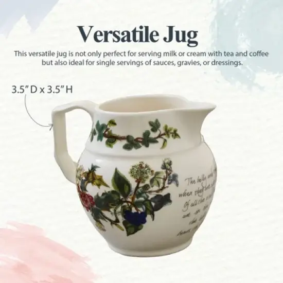Portmeirion The Holly and The Ivy - Staffordshire 10oz Jug, Dishwasher & Microwave Safe Earthenware - Decorative Christmas Milk or Cream Pitcher image {4}