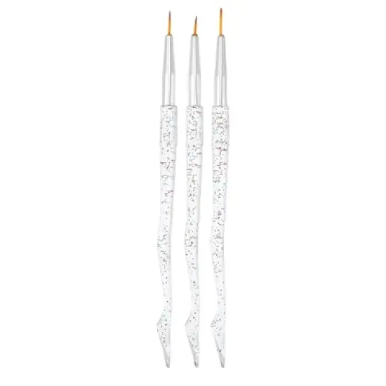 Unique Bargains Nail Art Brushes Silver Tone Transparent 3 Pcs image {6}