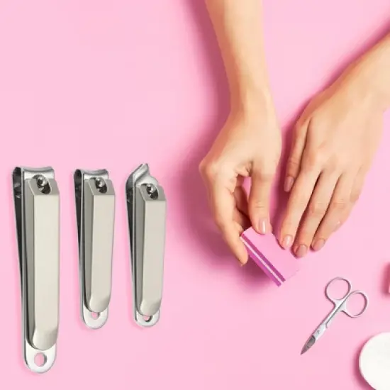 Unique Bargains Nail Clippers Nail Clipper Set for Nail Care Portable Stainless Steel Silver Tone Titanium Tone 3 Pcs image {5}