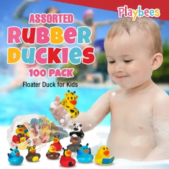 Playbees Rubber Ducks in Bulk 100 Pack Assortment Duckies image {2}