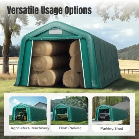 Captiva Designs 11 ft. x 24 ft. x 8.4 ft. Heavy-Duty Portable Garage & Agricultural Shed with Galvanized Frame, Removable Doors and Walls image {3}