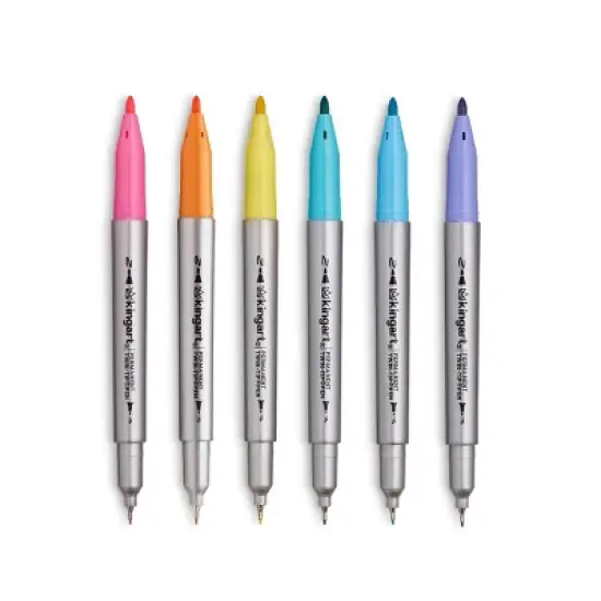 KINGART Permanent Twin-Tip Pens 6 Colors image {7}