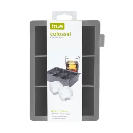 True Colossal Ice Cube Tray, Extra Large Ice Cubes, Dishwasher Safe Flexible Silicone Ice Cube Tray, Makes 6 2 Inch Ice Cubes, Grey, Set of 1 image {3}