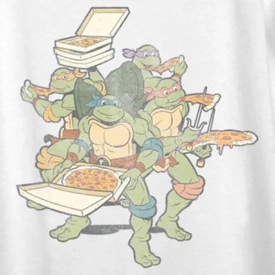 Women's Teenage Mutant Ninja Turtles Distressed Pizza Lovers Scoop Neck image {1}