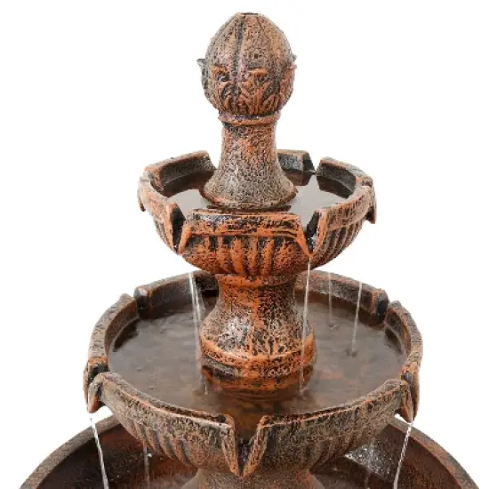 Sunnydaze 43"H Electric Fiberglass and Resin 3-Tier Flower Blossom Outdoor Water Fountain image {2}