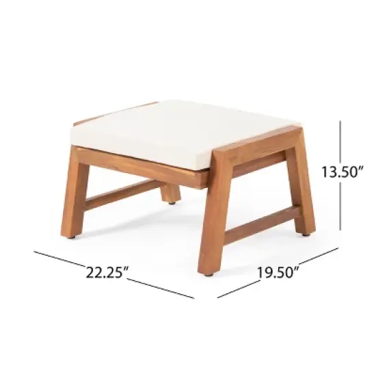 Christopher Knight Home Temecula Acacia Wood Ottomans with Cushion (Set of 2) image {2}